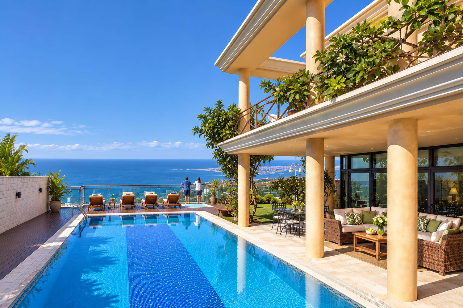 Vijf slaapkamer villa met privé-zwembad, jacuzzi, sauna en een panoramisch uitzicht op de zee en de kust van St. Augustine